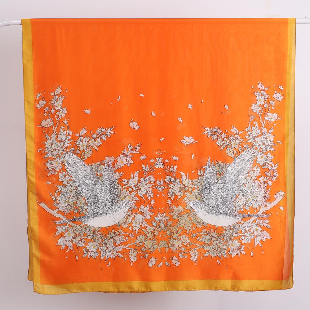 Spring And Summer Satin Long Scarf For Women Sunscreen Shawl Fashionable Beauty Scene Satin Long Scarf Versatile Travel Scarf