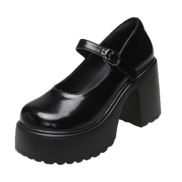 Womens Fashion Platform Pumps Super High Heels Buckle Strap Mary Jane Shoes Goth Thick Heeled Party