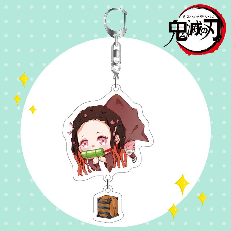 Demon Slayer Acrylic Keychain Tanjiro Nezuko Anime Double Sided Key Ring Accessories for Cosplay Set Gift Fans