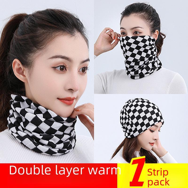 Autumn & Winter Multifunctional Double-Layer Twisted Neck Scarf Hat Mask