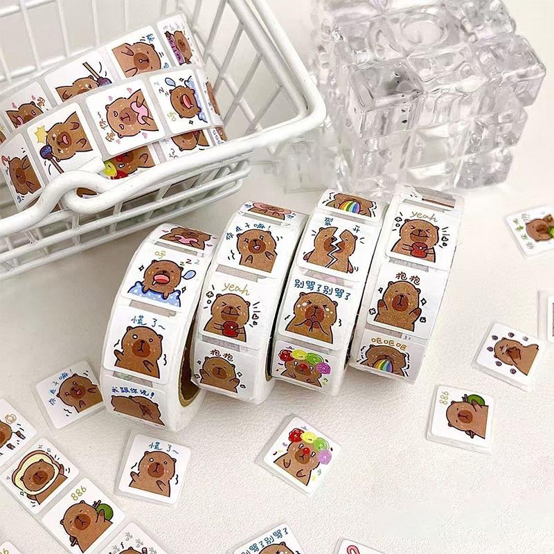 500Pcs/Roll Cartoon Capybara Sticker Decals Decoration Diy Phone Notebook Suitcase Laptop Kids Sticker