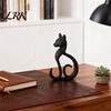Cat Figurine 3D Printed Figurine, Minimalist Elegant Sitting Sculpture, Burr-free Figure Modern Animal Ornament for Home Office Desk Shelf Decor
