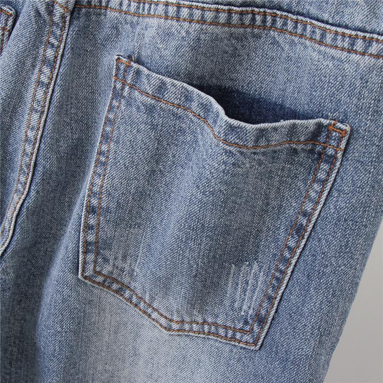 Elegant Temperament Commuter Plus Size Women's Nine-minute Broken Holes Denim Harem Pants Loose Pants Jeans with Carrots Comfort Waist Pants