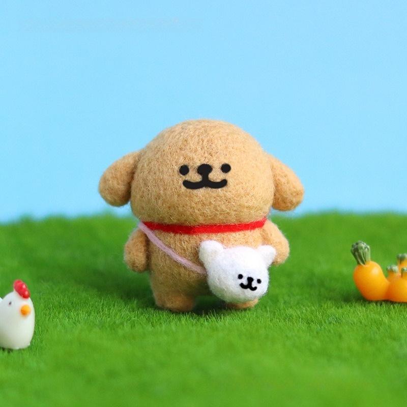 1Pc Puppy Doll Ornament Wool Felt Poking Fun DIY Material Kit, for Home Living Room, Bar, Restaurant Wall Decoration