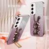 Applicable to Samsung S25Ultra electroplated tie rod rabbit holder mobile phone case A53 gradual change glitter A14 anti-drop 72 sets