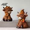 Fall Theme Window Display Highland Cow Garden Statue, Cute Resin Figurine Outdoor Indoor Sunflower Maple Leaf Decor Table Desk Decor, Gift for