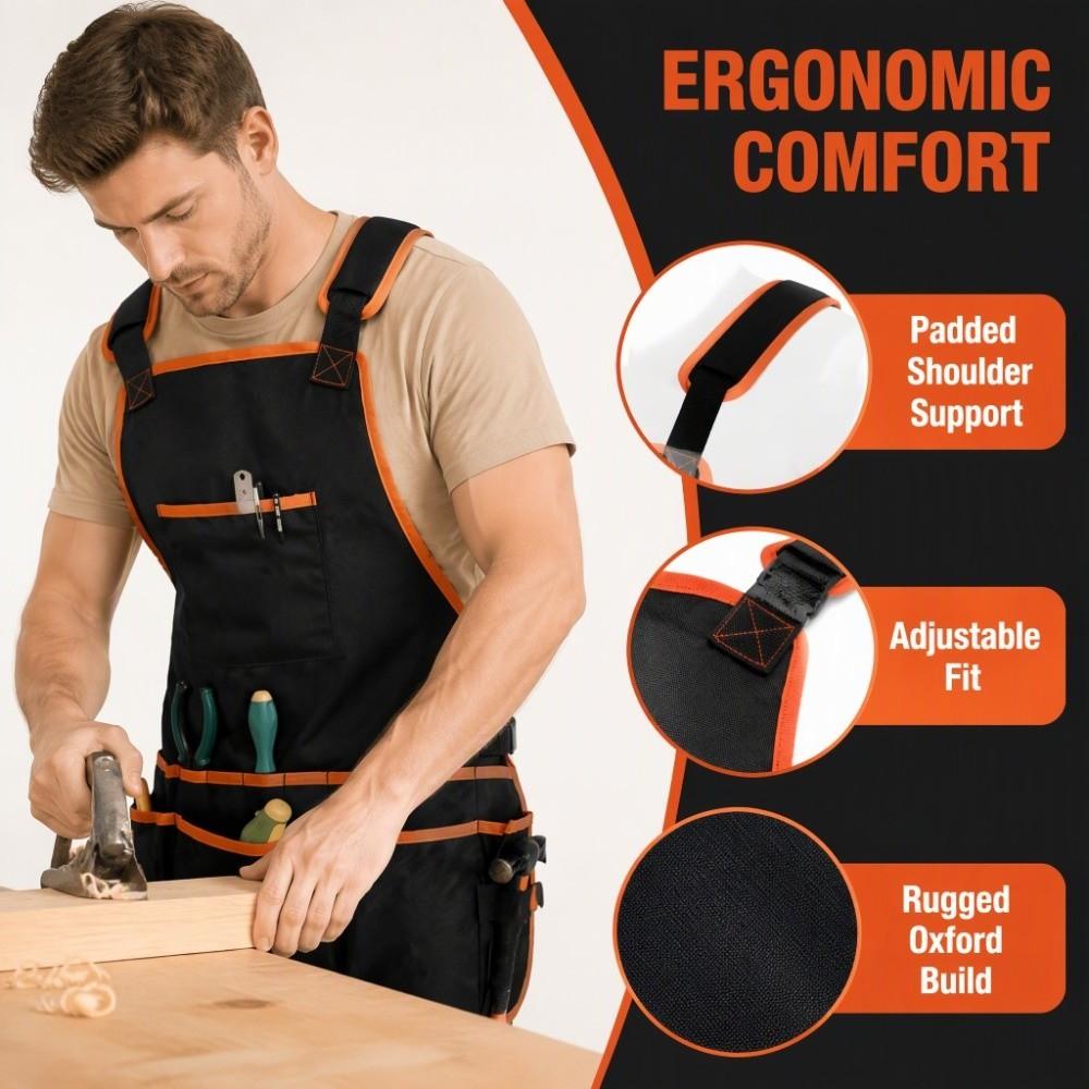 Waterproof Shop Apron Orange Edge Tool Apron Practical Work Apron For Electricians