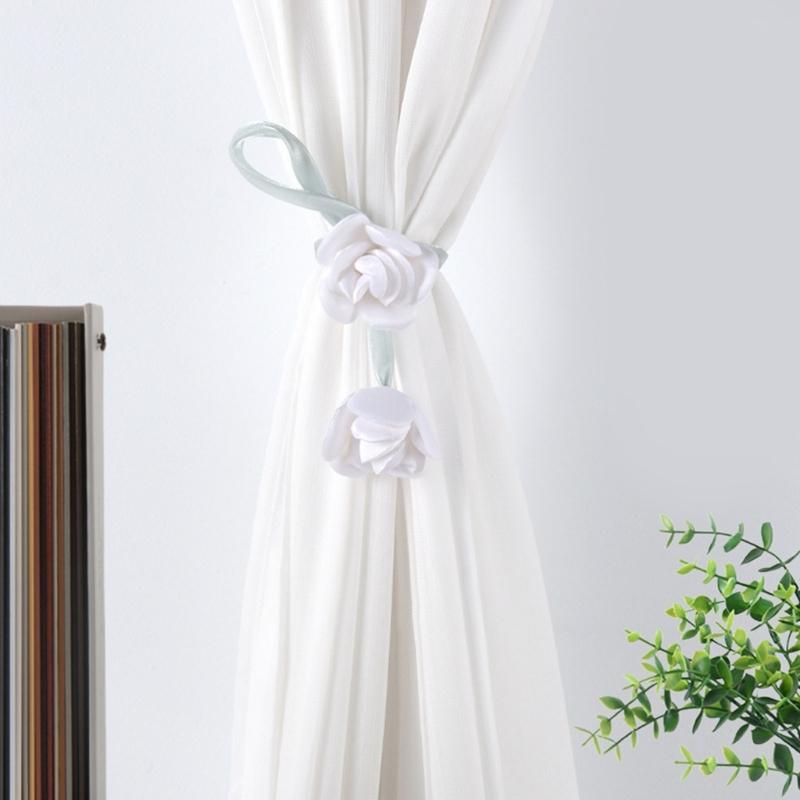Flower Shape Curtain Holdbacks Polyester Fabric Multiple Color Option Simple Setup Window Decoration