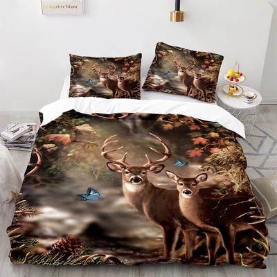3D Three-Piece Size Deer Sika Deer Quilt Cover Home Textile Digital Printing