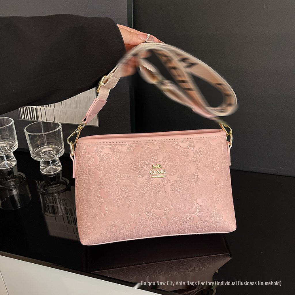 Versatile Women's Handbag: High-End Print with Wide Strap for Shoulder or Crossbody Wear