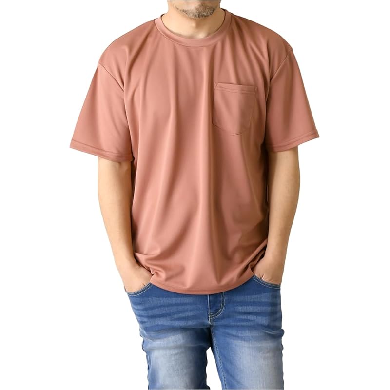 

[La Fleuret] M15 short sleeve big silhouette t-shirt men s Sweat absorption quick drying dry stretch Plain color cut and sew RH4-0943 M P8-Ice Red