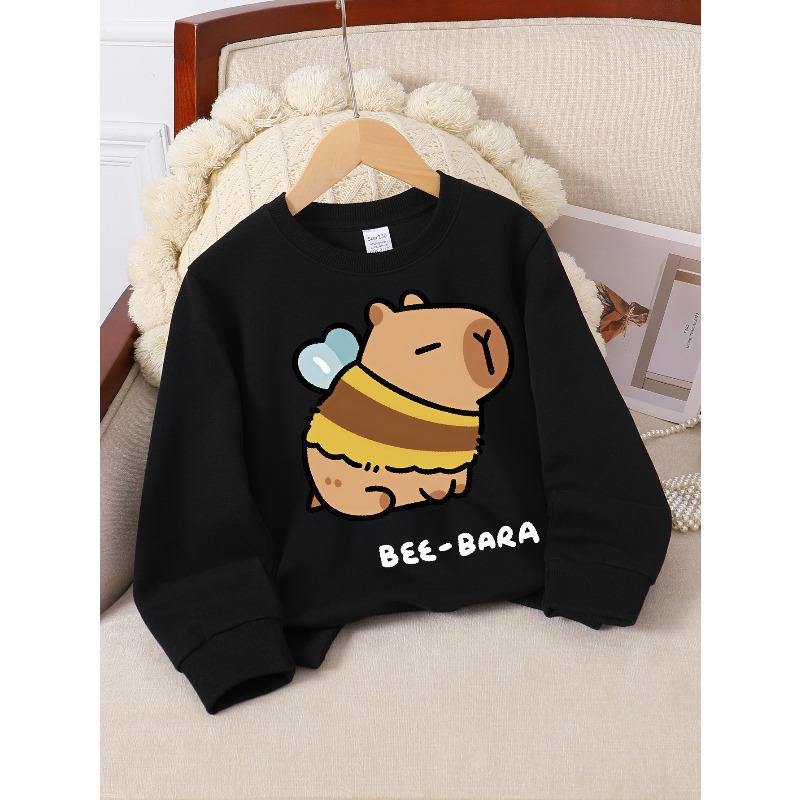 Kids Sweatshirt,Crew Neck Fashion Top, Fun"Cute Bee Pig Character " Patterned Sweatshirt, for Everyday Casual Wear, for All Kinds of Daily Outfits