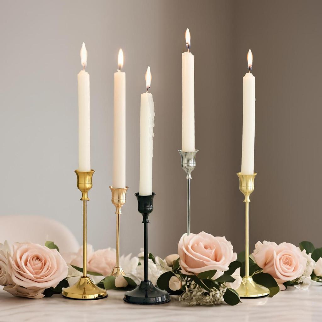 Vintage Elegant Metal and Aluminum Set of 3 Tabletop Candle Holders, Suitable for Wedding Anniversary, Home and Hotel Decoration