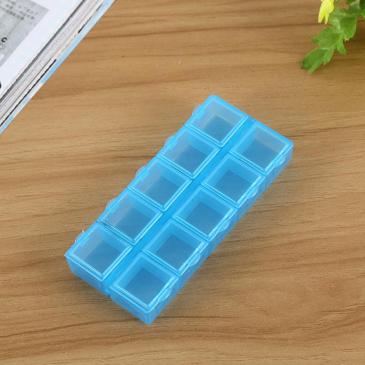 Small Double-row 10-grid Manicure Phone Case with Diamond and Independent Lid Storage Box