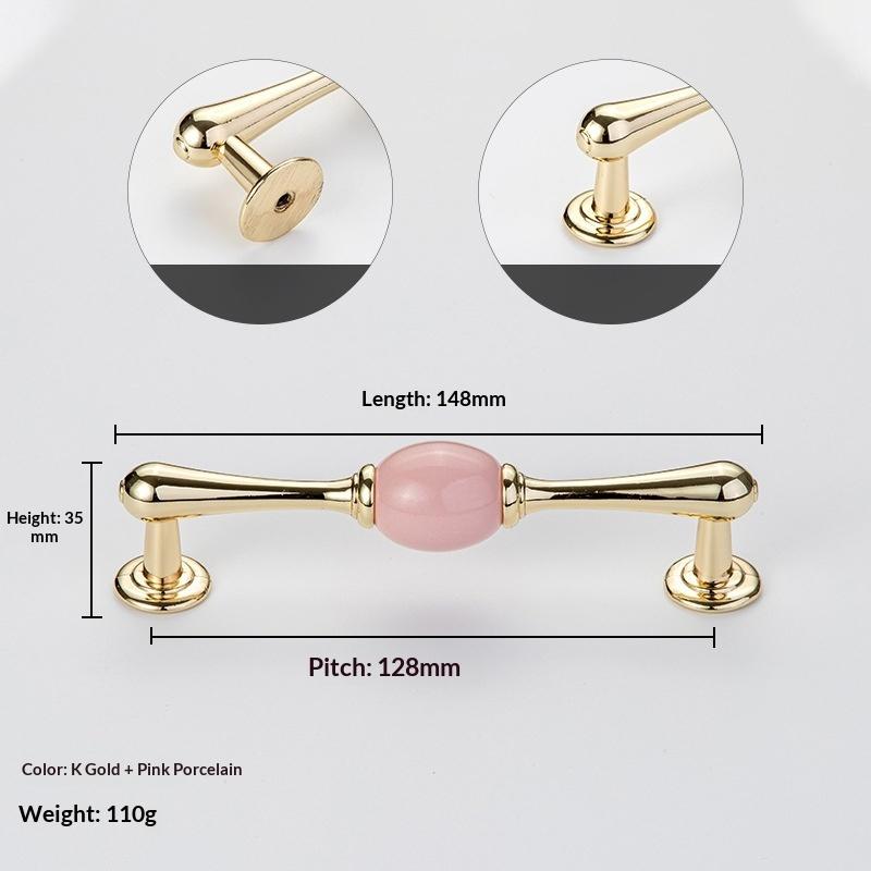 Modern Colored Ceramic Furniture Handle Golden Wardrobe Cabinet Handles Closet Door Knob Dressing Table And Drawer Pull Hardware