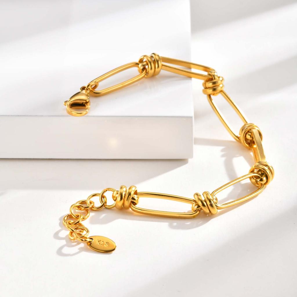 Vnox Stainless Steel Stackable Chain Bracelets, Classic Gold Color Never Fade Link Bracelet, Daily Causal Wear