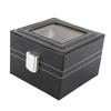Uhrenorganizer 2 Fächer Uhrenaufbewahrungskoffer Pu-Leder Schlossdesign Uhrenbox Schwarz Tragbarer Schmuckorganizer Schmuckauslage
