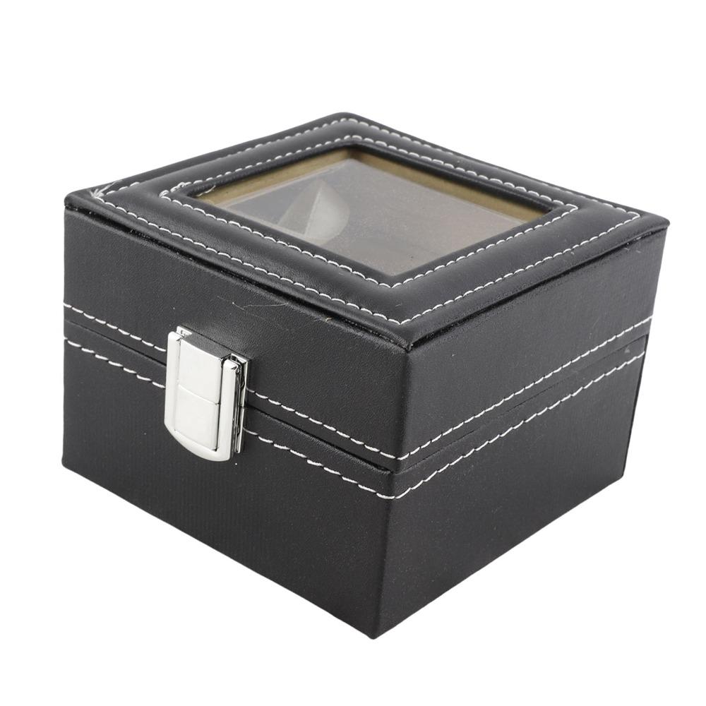 Uhrenorganizer 2 Fächer Uhrenaufbewahrungskoffer Pu-Leder Schlossdesign Uhrenbox Schwarz Tragbarer Schmuckorganizer Schmuckauslage