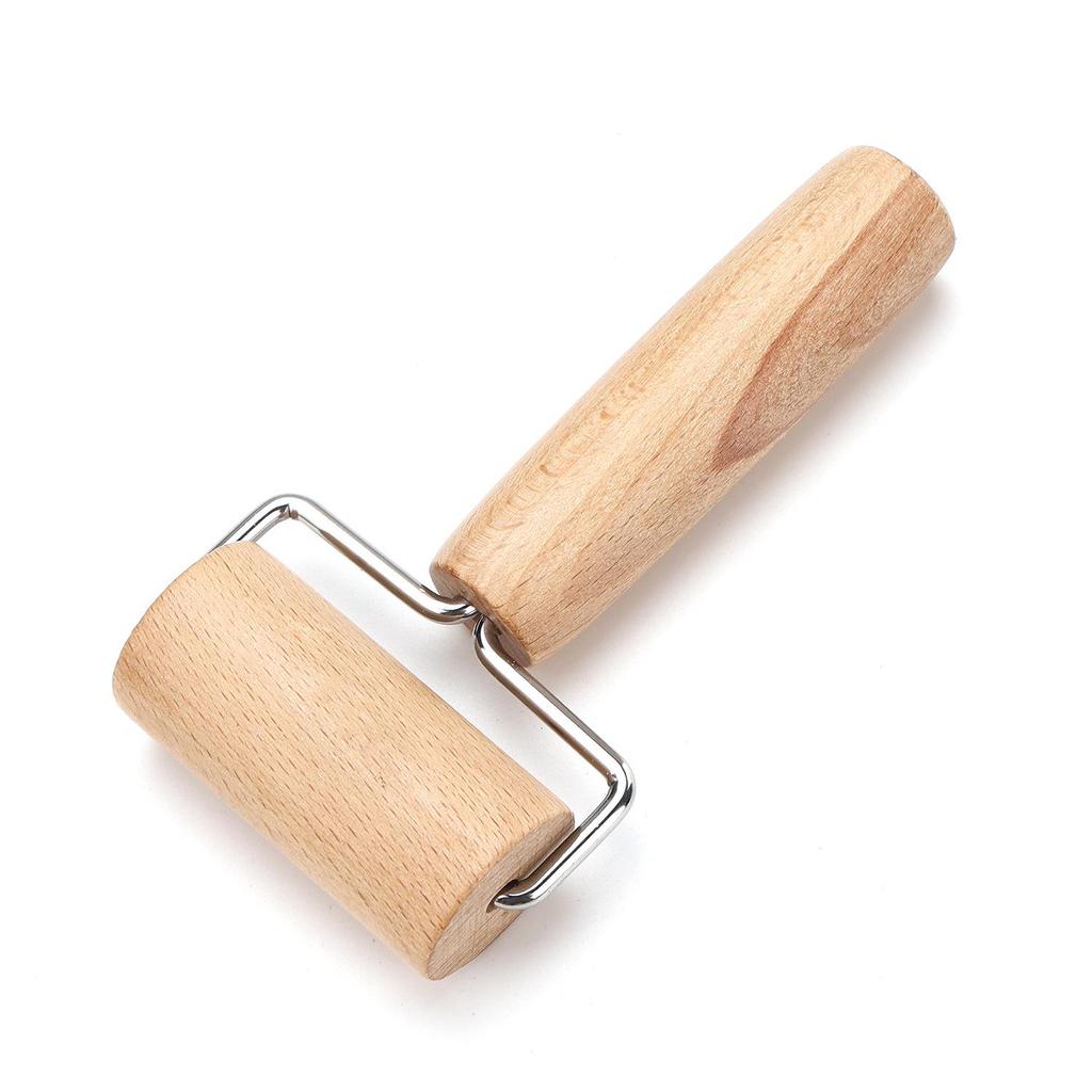 Beech Wood Double-Headed Rolling Pin with Solid Wooden Handle for Dumpling Skins and Baking