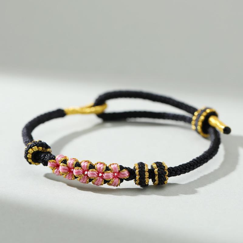 Dragon Boat Festival Peach Blossom Knot Bracelet - Five-Color DIY Beaded Rope for Couples