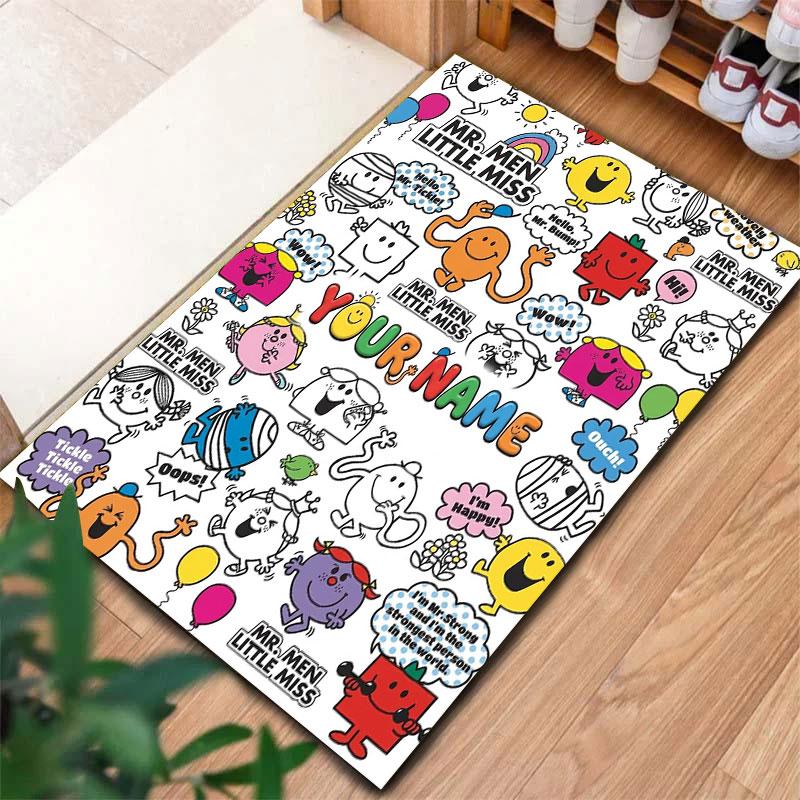 Mr. Men Little Miss Custom Name Carpet Rug for Living Room Bedroom Home Sofa Decoration,Kids play Non-slip Floor Mat