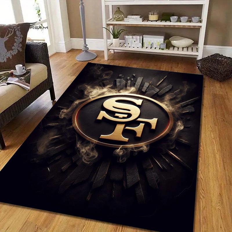 San Francisco 49ers2 Flanellmuster Quadratischer Teppich, Teppichläufer, Teppich für Wohnzimmer Schlafzimmer Sofa Spielzimmer Dekor, Rutschfeste Bodenmatte