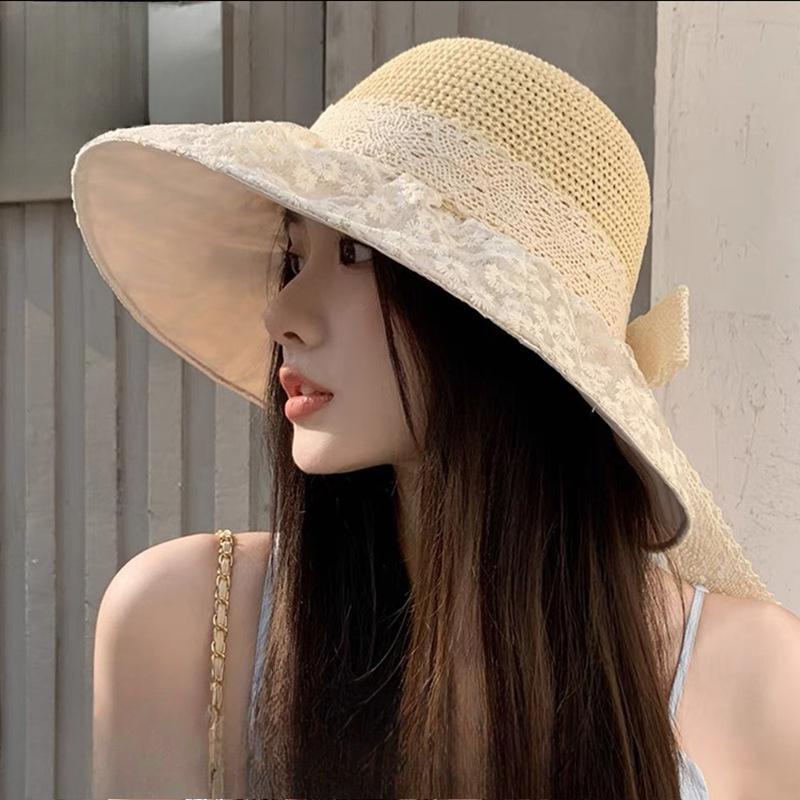 Summer Bow Fisherman Hat Women's New Big Hat Brim Sun Protection Hat Korean Style Beach Hat