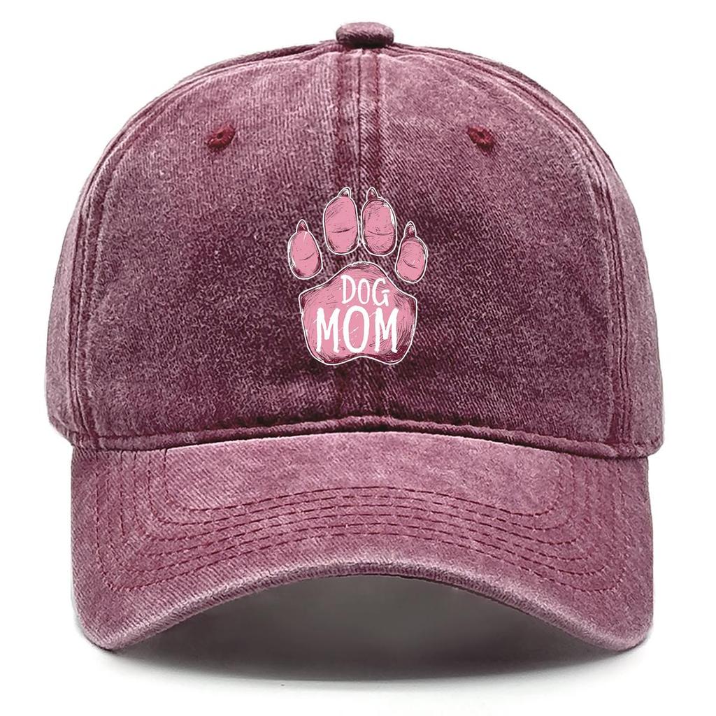 DOG MOM" Paw Print Snapback Baseball Cap, Mother's Day Flat Cap Cozy Breathable Retro Adjustable Strap Adjustable Sun Hat