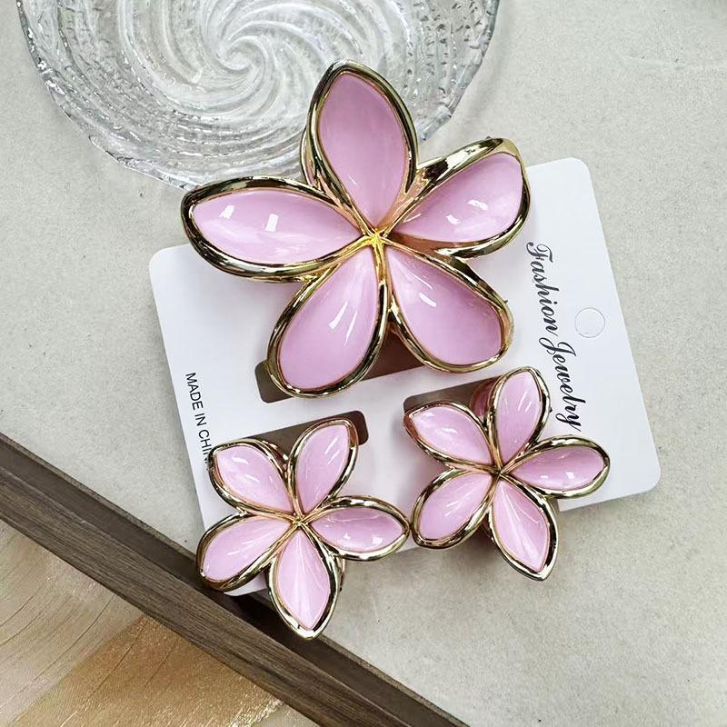 Set di pinze per capelli a forma di frangipani: Accessori per Capelli Floreali in Finto Marmo per Vacanze alla Moda