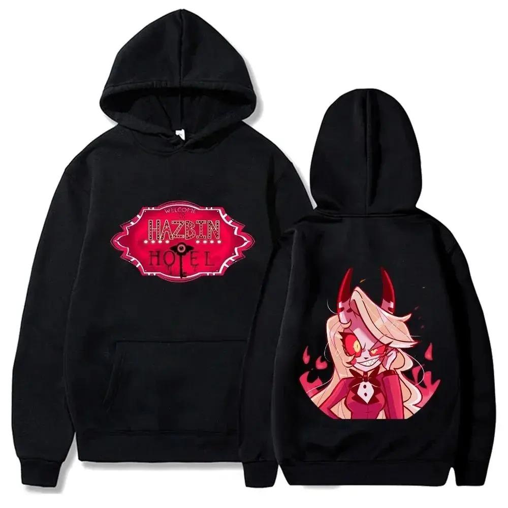 Streetwear Anime Graphic Print Hoodies Funny Hazbin Hotels Hoodie Alastor Sweatshirt Men Women Hotels Clothes Hoodie