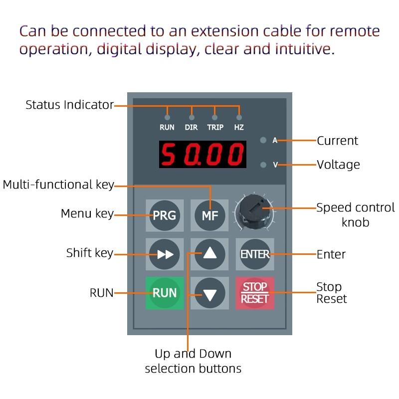 220V 0.75KW 1.5KW 2.2KW Input 1phase 220V Output 1phase 220V Motor Speed Driver VFD Single-phase Motor