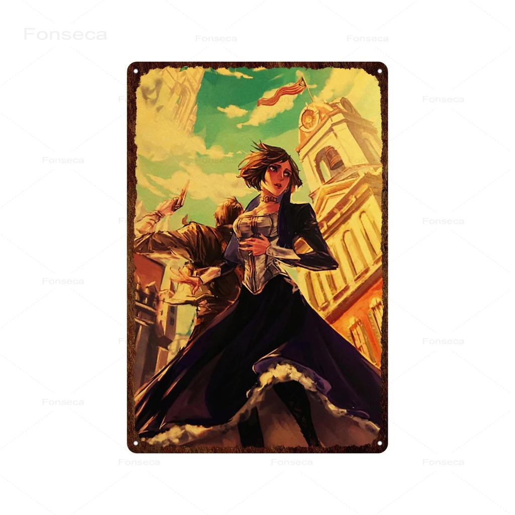 Shooting Game Bioshock Tin Sign Infinite High Quality Retro Meatl Plaques Vintage Wall Art Iron Painting for Home Bar Decoration