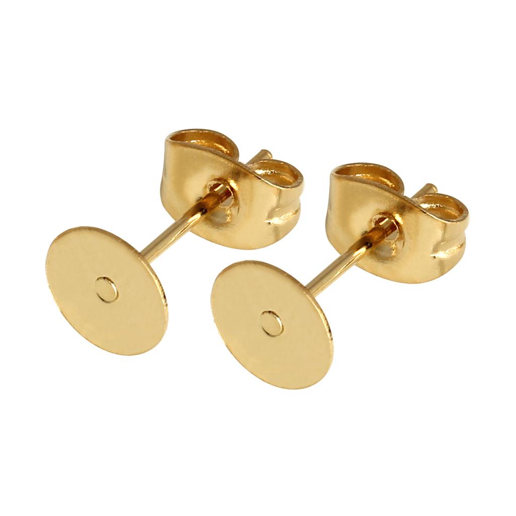 50 Stück/Los 4 6 8 10mm Edelstahl Leere Ohrstecker Basisstifte Mit Ohrstecker Ohrrücken Für DIY Schmuckherstellung