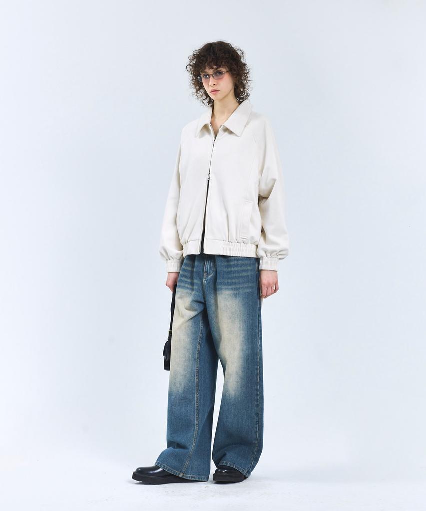 Standarderror 87-Stan057 Raglan Suede Blouson Jacket Ivory