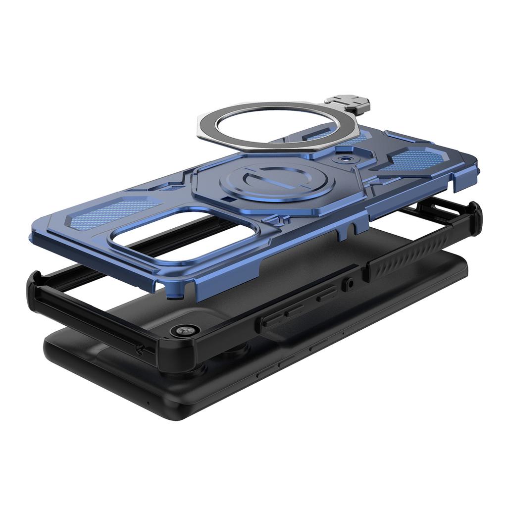For Motorola Edge 50 Pro 5G Magnetic Case Rotating Metal Kickstand PC+TPU Phone Back Cover