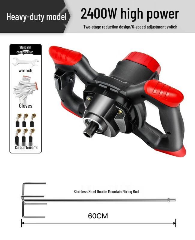 Xianming 2400W Heavy-Duty Industrial Mixer with Stainless Steel Double Rod CN plug (adapter included)