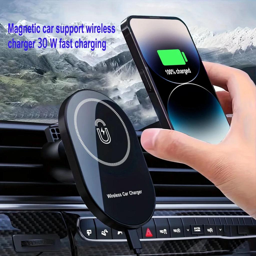 30W Magnetic Car Wireless Chargers Air Vent Phone Holder For Magsafe iPhone 16 15 14 13 12 Pro Max Car Fast Charging Station