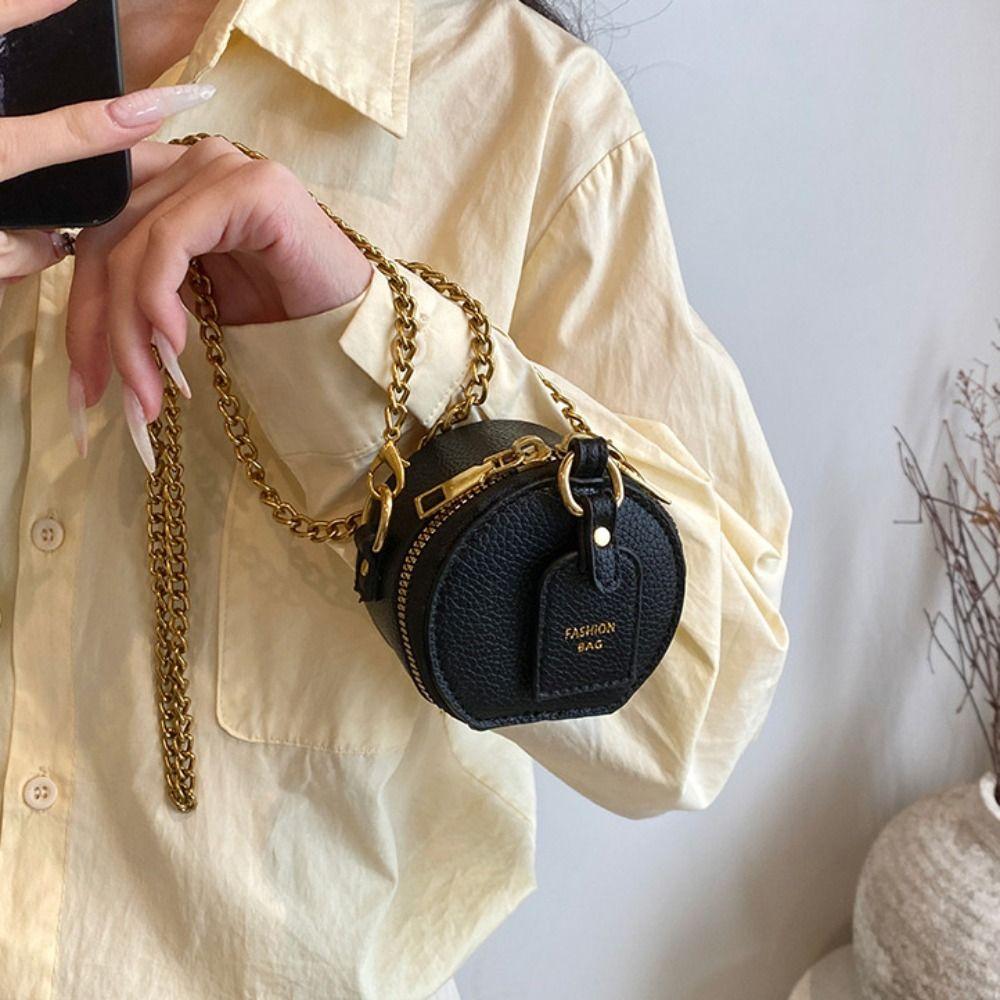Fashion Chain Coin Purse Bag Mini Letter Print Crossbody Bag Round Cake Shoulder Bag Kids