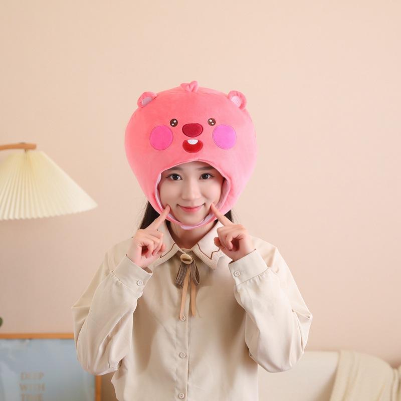 

Розовая шапка-капюшон бобра, фотореквизит, мультяшный капюшон, фотореквизит, реквизит для выступлений 37*30CM0.16kg