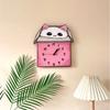 Kawaii Cartoon Cat Clock - Noiseless Acrylic Wall Decor for Bedroom & Kids Room