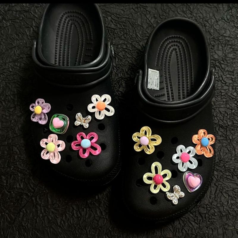 12Pcs Shoes Charms Removable Colorful Flower Butterfly Shoes Accessories For Girls Clogs Sandals Summer Shoes Decor Buckle Diy