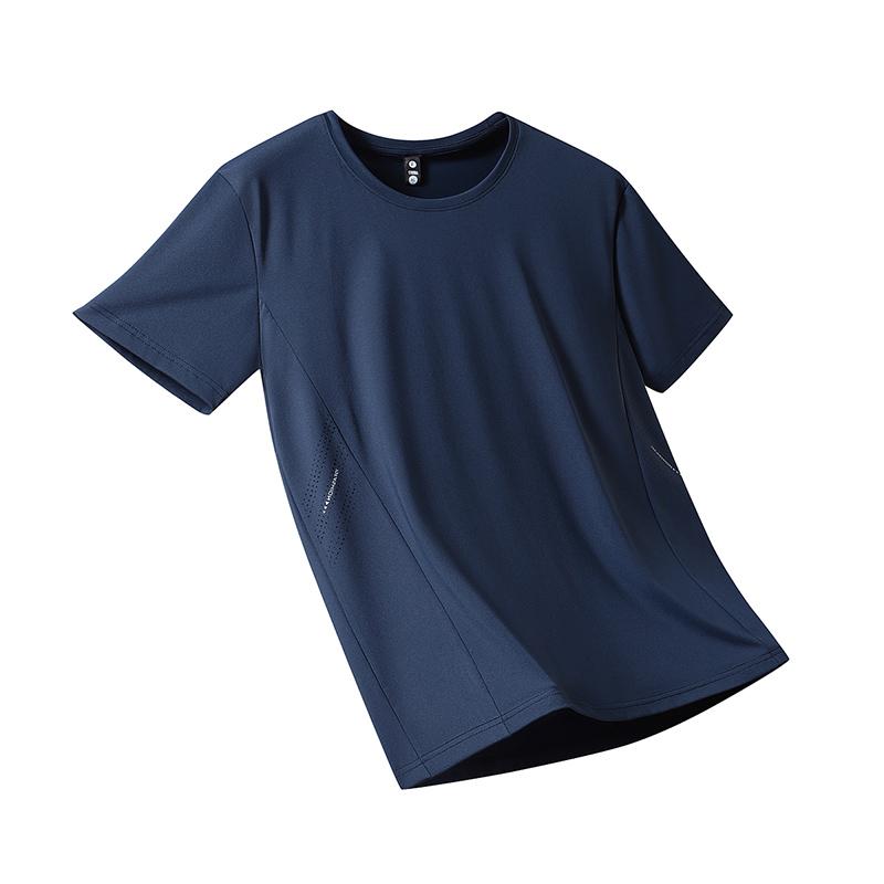 

Ice Silk Sweat-wicking Breathable Super Soft Short-sleeved Vest Men s Sports Casual Fashion Sports T-shirt 2XL синий
