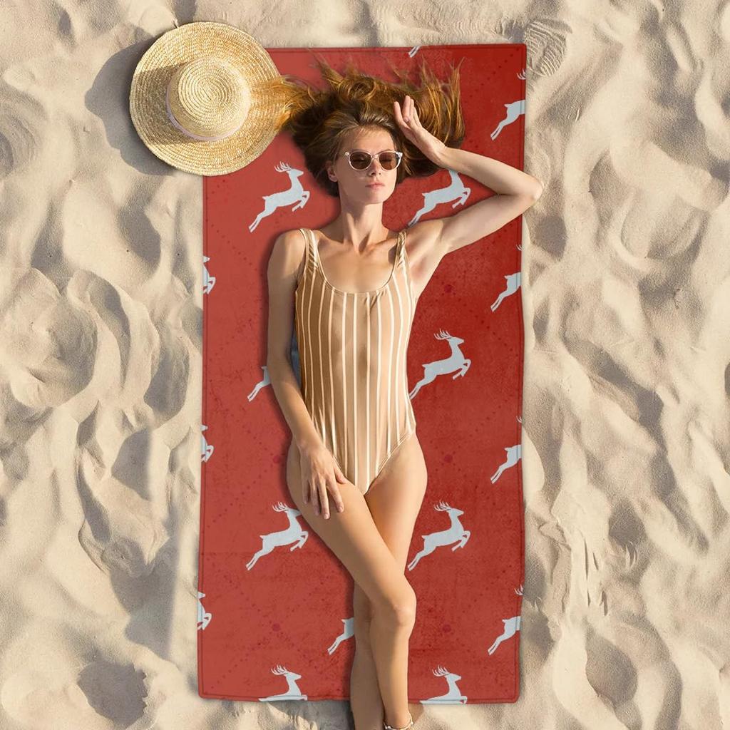 Microfiber Beach Towels Deer Animal Texture Thin Towel Sand Free Lightweight Quick Dry Big Travel Towels for Pool Bath Swim Yoga