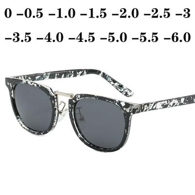 Men Sunglasses Women Square Myopia Rivets Diopter Glasses Gray Lens Short-sighted Sun Glasses -0.5 -1.0 -1.5 TO -6.0