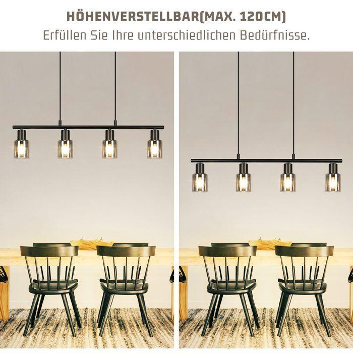 Lampe suspension 4 lumières - NETTLIFE - Modèle 4 lampes - Noir - Métal & verre - E14 Ø68cm