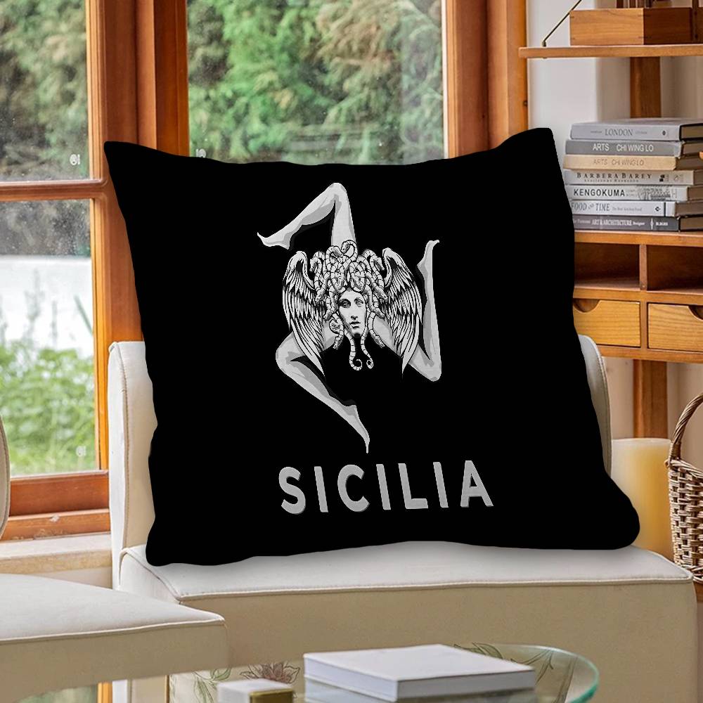 S-Sicilian Flag Pillow Cover Design cushion Cover decor Holiday Decorati