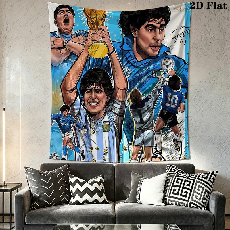 1PC Football Superstars Wall Hanging Printed Fabric Blanket Decorative Tapestries for Bedroom Living Room Home Decor