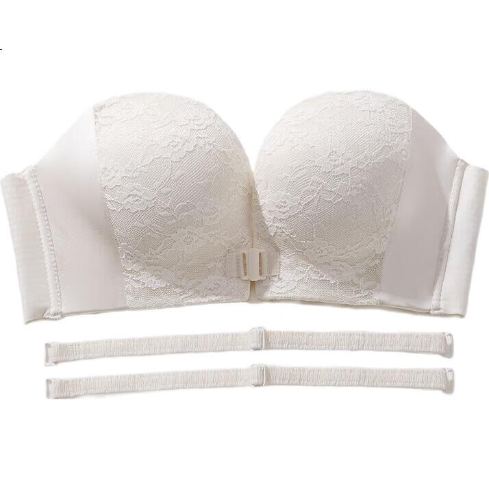 LangSha Women's Front-Closure Strapless Bra, Non-Slip Push-Up Invisible Backless Bra, Enhancing for Small Breasts, Bandeau Bra