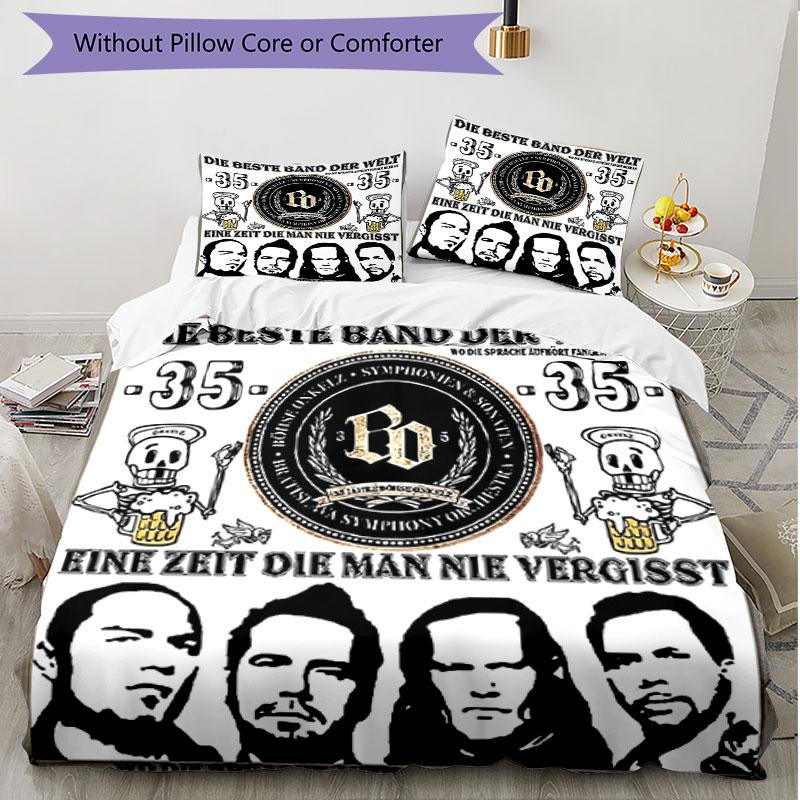 3pcs Duvet Cover Set (1*Duvet Cover + 2*Pillowcase, Without Core), Bohse Onkelz Print Soft All‑Season Bedding Set, Home Bedroom Decor Gift
