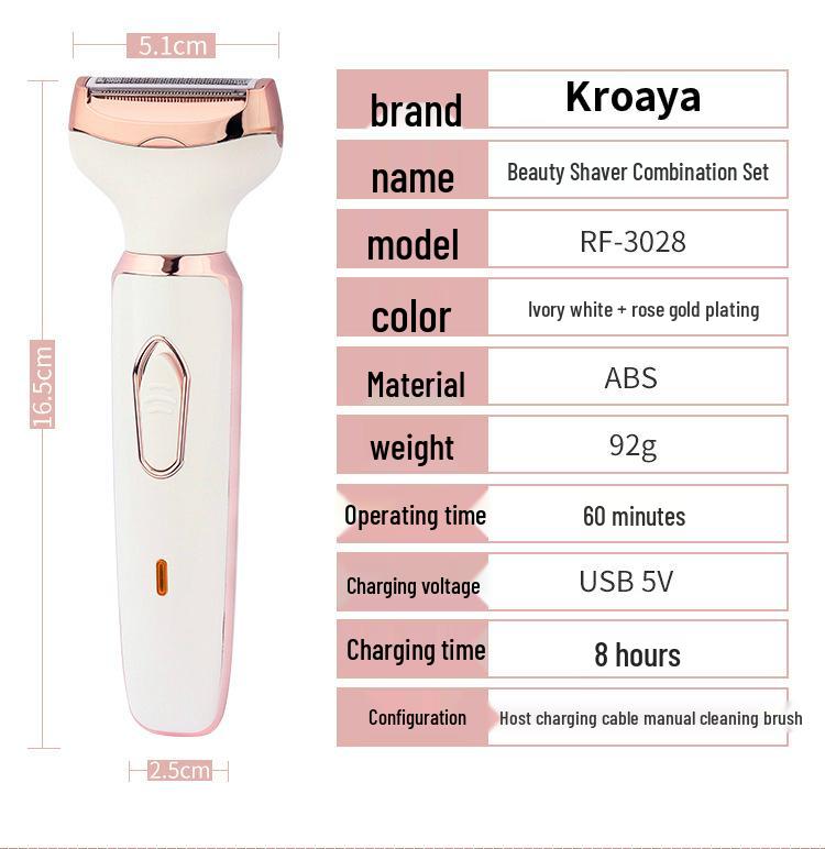 4-in-1 Women's Electric Shaver with USB Charging - Eyebrow Trimmer, Hair Removal for Sideburns, Underarms, Legs, and Bikini Area